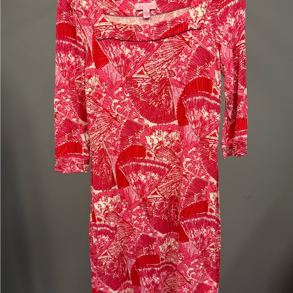 Lilly Pulitzer Vibrant Pink Patterned Long Sleeve Dress